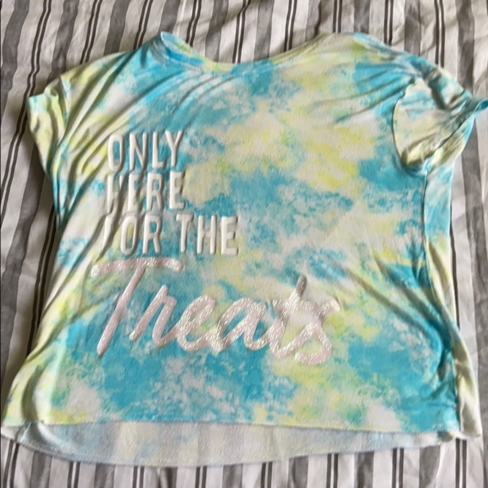 “Only here for the treats” tie-die half shirt